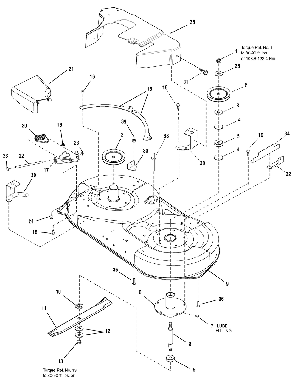 42" Mower Deck - Housing And Arbor Group, Export (7501262) Diagram and Parts List for 7800629-E20M42 2010 Briggs and Stratton Lawn Tractor Accessories